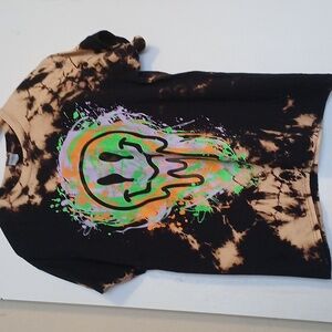 Gildan Glow In Dark Tie Dye Black Melting Emoji Face shirt unisex L